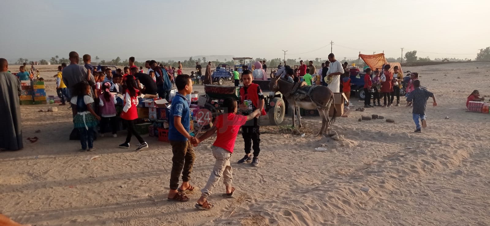 شباب وأطفال قنا يحتفلون بعيد الأضحى وسط المقابر