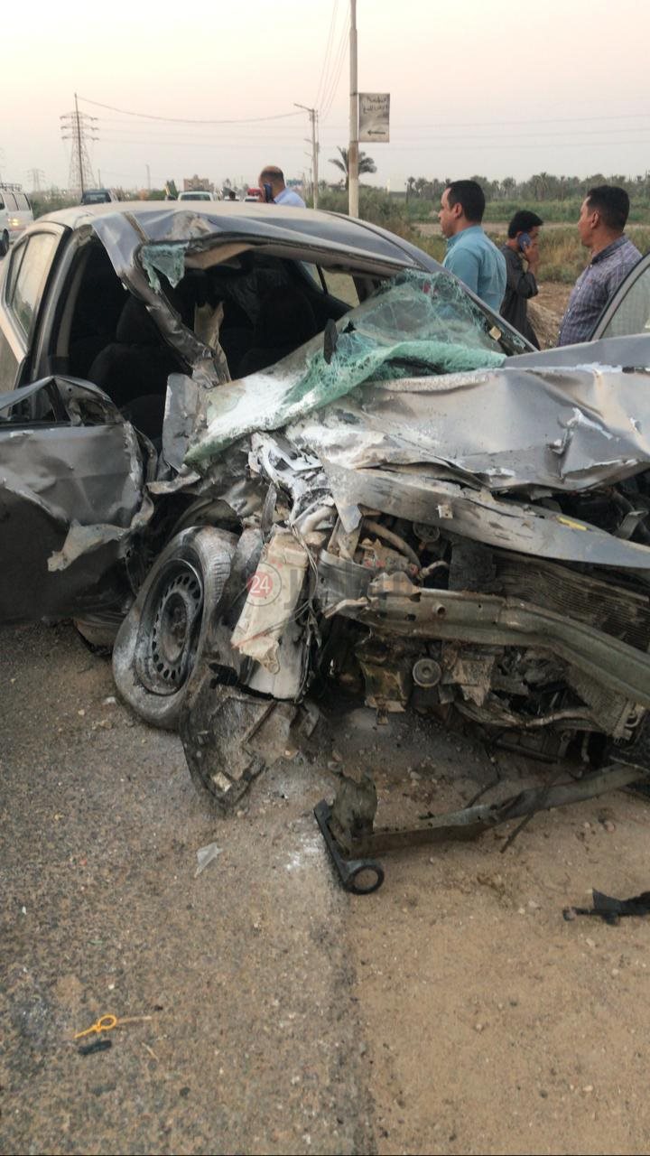 حادث تصادم بين سيارتين في الفيوم