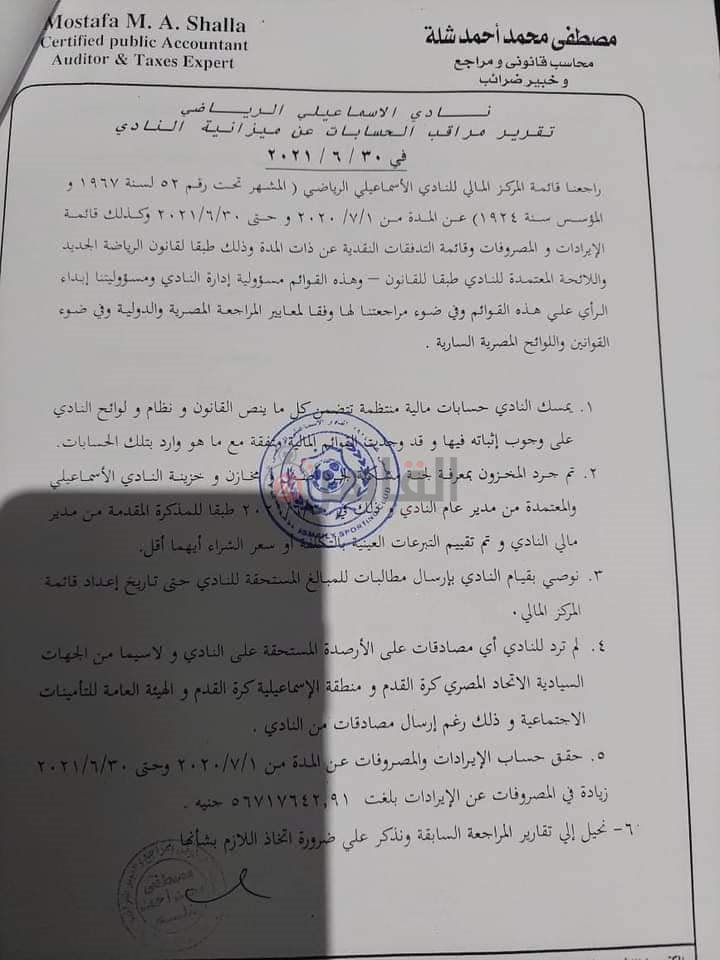 ميزانية الإسماعيلي المالية