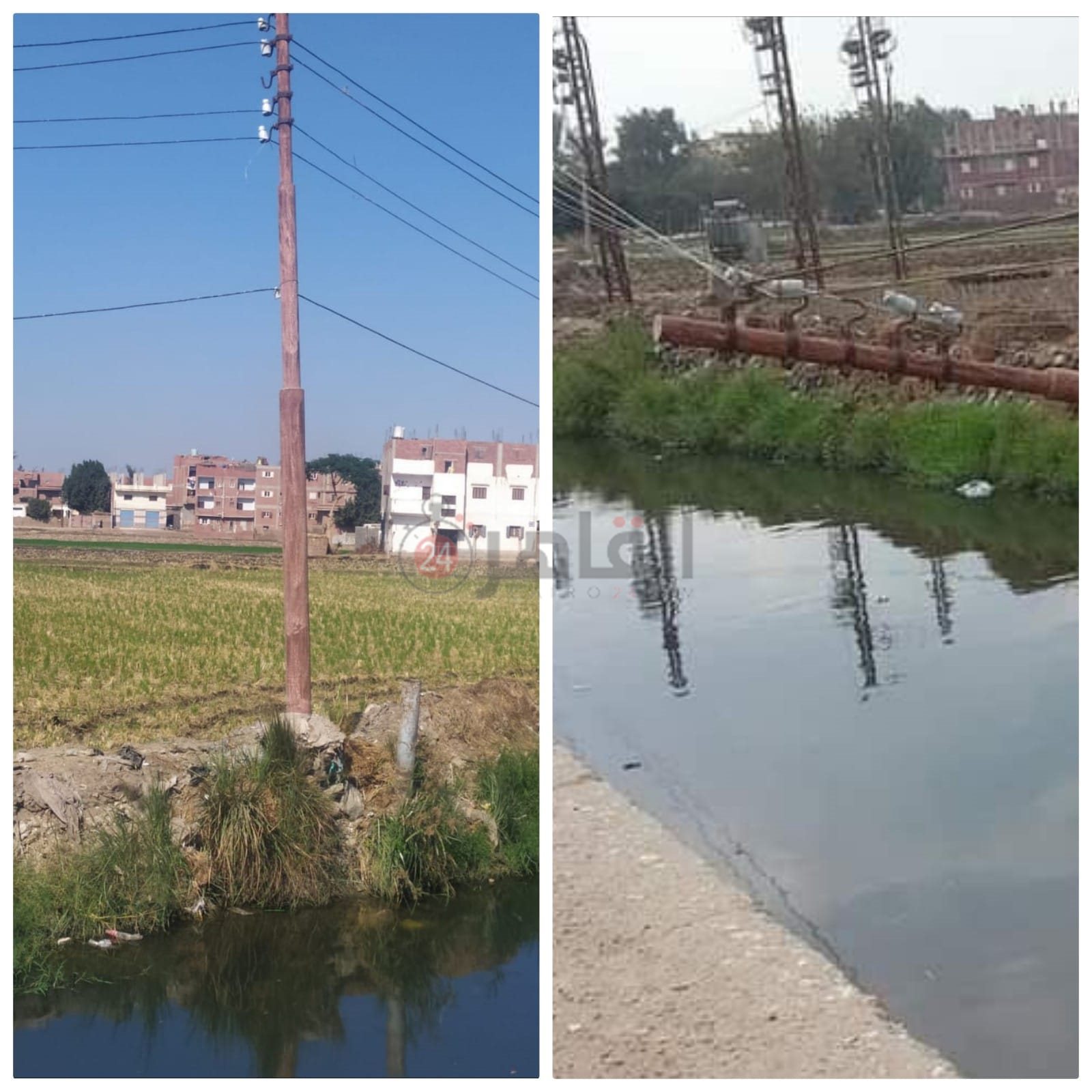 عمود الكهرباء قبل وبعد إصلاحه