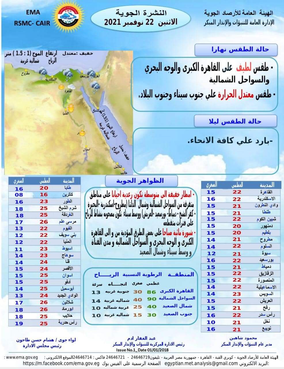 بيان هيئة الأرصاد الجوية