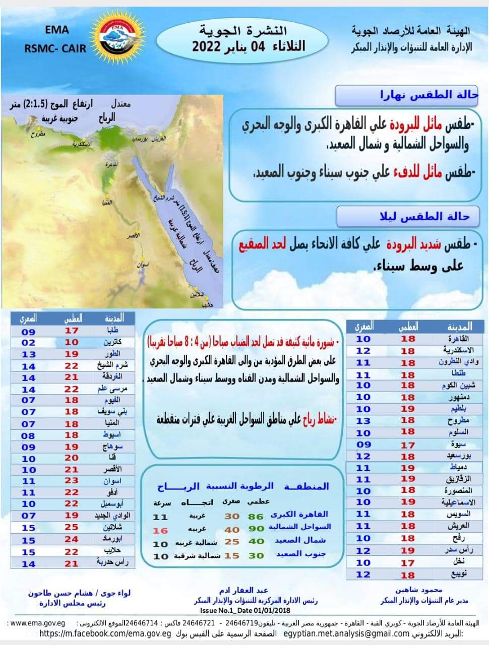 بيان هيئة الأرصاد الجوية
