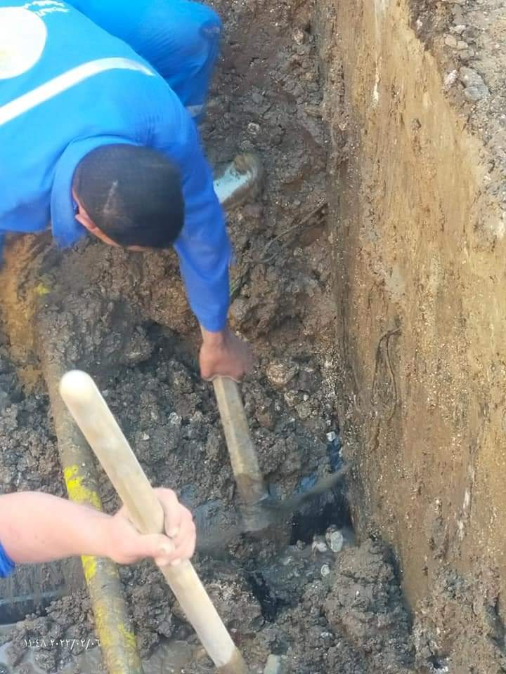 كسر خط مياه بالفيوم