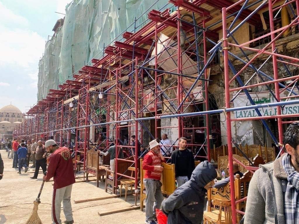 أعمال الترميم بمسجد سيدنا الحسين