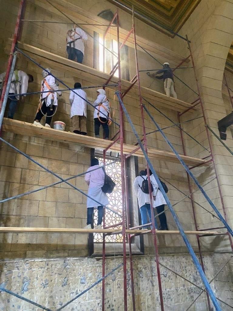 أعمال الترميم بمسجد سيدنا الحسين