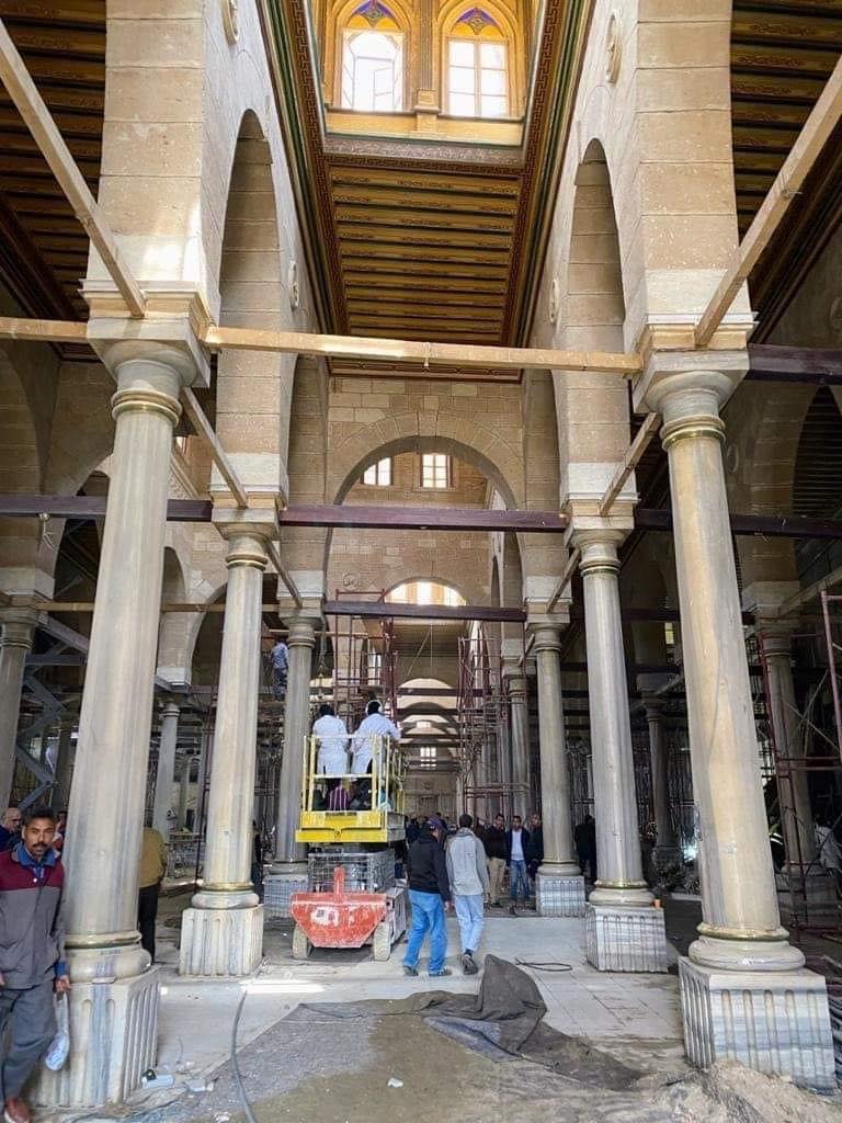 أعمال الترميم بمسجد سيدنا الحسين