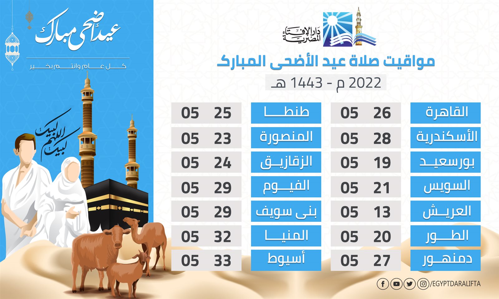 مواقيت صلاة عيد الأضحى المبارك