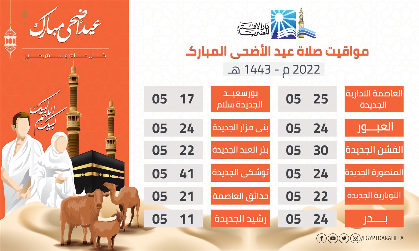 مواقيت صلاة عيد الأضحى المبارك