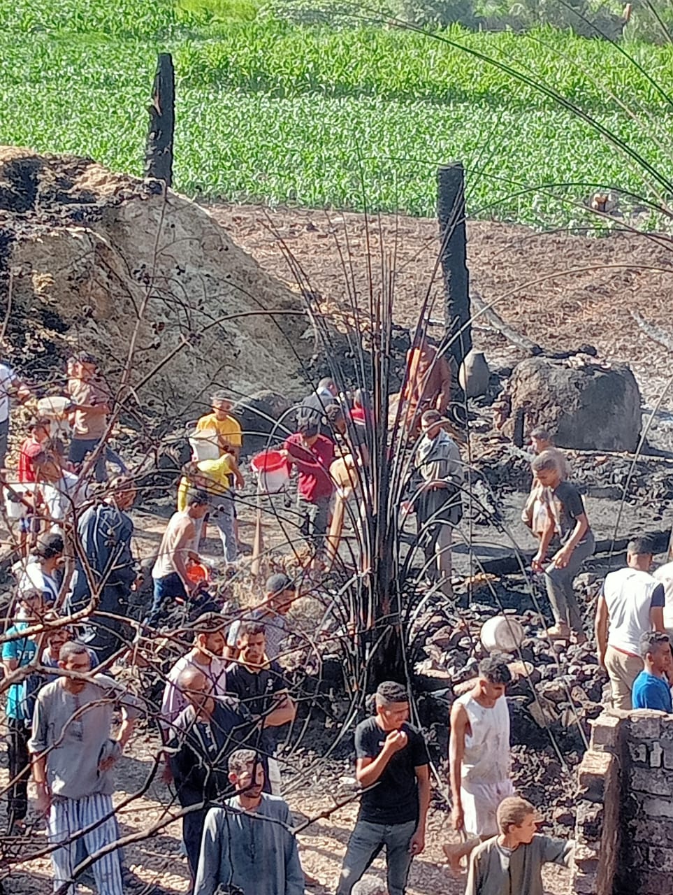 اندلاع حريق في عدد من المنازل بديروط