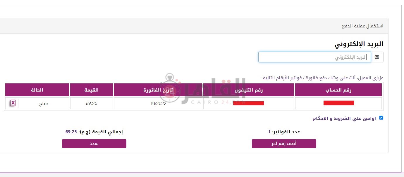 دفع فاتورة التليفون الأرضي شهر أكتوبر 2022
