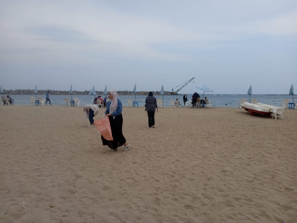 تنظيف شواطئ الإسكندرية من الأكياس البلاستيكية 