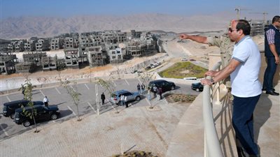السيسى يتفقد جبل الجلالة للوقوف على سير المشروعات (فيديو-صور)