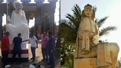 استمراراً للتشويه.. التفاصيل الكاملة لدهان أشهر تمثال في محافظة الجيزة (صور)