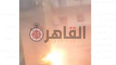 اشتعال النيران في عمود كهرباء بطنطا بسبب الأمطار (فيديو)