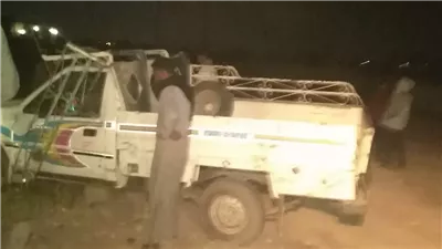 مصرع شخصين في حادث تصادم سيارة نقل محملة بأسطوانات أكسجين مع أخرى بالمنيا