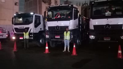 انتشار معدات وفرق الشفط بشوارع وميادين الجيزة للتعامل في حالة سقوط الأمطار 