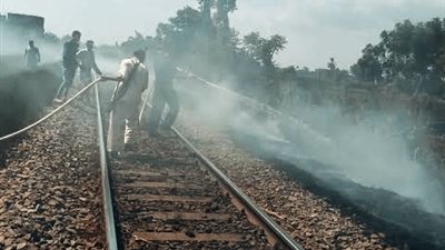 السيطرة على حريق بالقرب من السكة الحديد في المنوفية