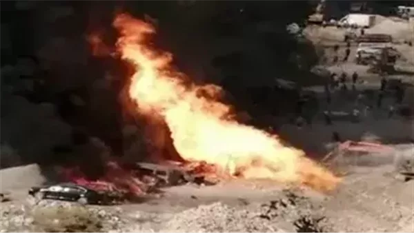 حريق خط غاز- صورة