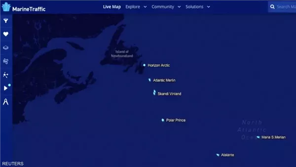 خريطة تظهر بحث سفن