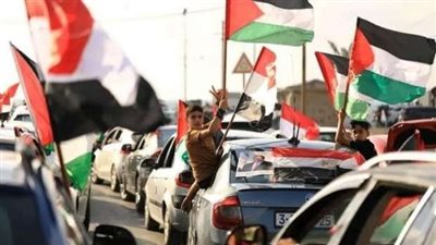 يحملون صور السيسي والأعلام المصرية.. سكان غزة يحتفلون بذكرى ثورة 30 يونيو