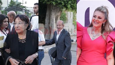 لطفي لبيب وسميرة عبد العزيز ورانيا محمود ياسين في حفل افتتاح مهرجان المسرح المصري