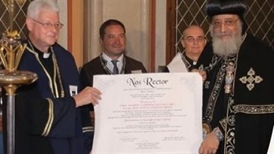 منح الدكتوراه الفخرية للبابا تواضروس الثاني من جامعة بازمان بيتر الكاثوليكية بالمجر