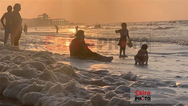 زبد البحر علي شاطئ