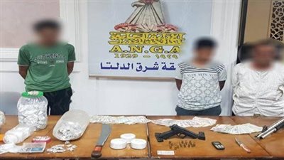ضبط عصابة أبو كلبة وبحوزتهم هيروين وشابو خلال حملة أمنية بالدقهلية 