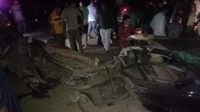 كانوا رايحين عمرة.. مصرع شاب وإصابة 12 آخرين في حادث تصادم بالدقهلية 