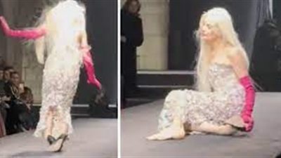 ويل سميث أنقذ الموقف.. سقوط عارضة أزياء ترتدي زيا مضحكا بأسبوع الموضة في باريس