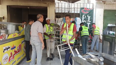 جهاز 6 أكتوبر يغلق مطعم كشري ويزيل بناءً مخالفًا بكمبوند كارما سيتي