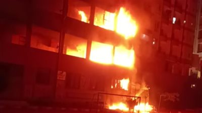 نشوب حريق هائل في مدرسة بلقاس الفنية بالدقهلية 