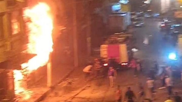 حريق في بيع قطع غيار