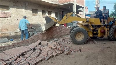 بعد توجيهات السيسي.. حملات مكثفة لإزالة مخالفات البناء على الأراضي الزراعية بالمنوفية| صور