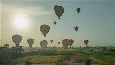 1120 سائحا بسماء الأقصر على متن 40 رحلة بالون طائر بالأقصر