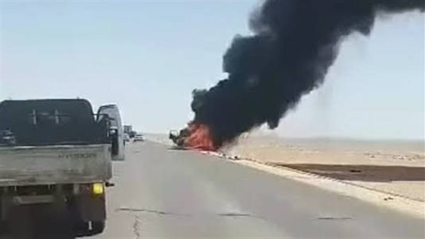 حريق سيارة نصف نقل