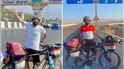 اليوم.. وصول الرحالة محمد المصري إلى الغربية بعد أداء العمرة بالدراجة