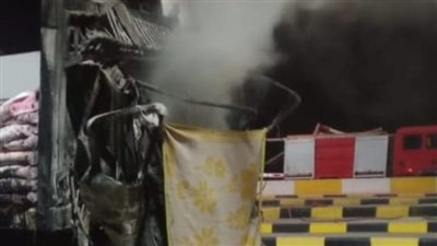 تفحم جثتين في حريق سيارة نقل بحلوان | صور