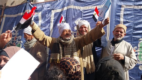 مسن يضع علم مصر في