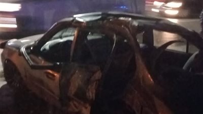 اصطدام سيارة ملاكي بعمود إنارة في مصر الجديدة وسقوط العمود 