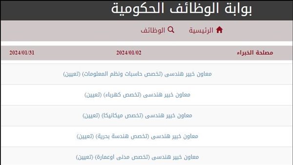 وظائف مصلحة الخبراء