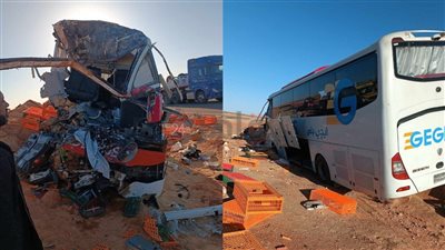 مصرع شخص وإصابة 11 آخرين إثر تصادم تريلا بأتوبيس في الجيزة | صور 