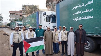قرية جوجر بالدقهلية تشارك بـ 6 شاحنات جديدة لإغاثة غزة للمرة الثانية