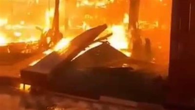 حريق يلتهم مطعما داخل قرية النورس السياحية ببورسعيد| صور 