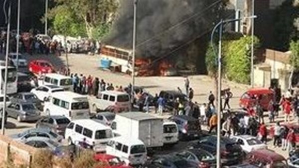 حريق أتوبيس نقل في