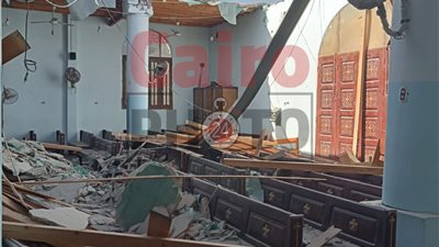 الصور الأولى لحادث انهيار سقف كنيسة مار مرقس الرسولية بالمنيا| صور