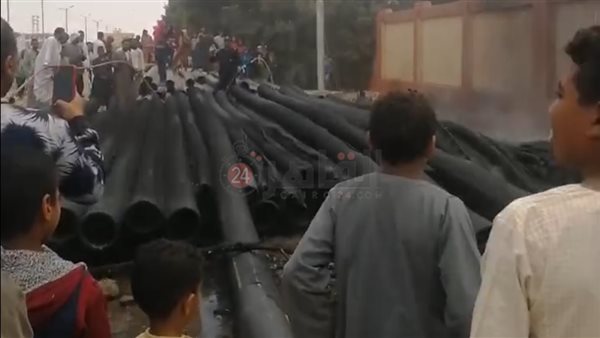 حريق بمواسير الصرف