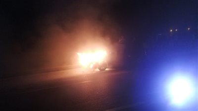 إصابة شخصين في حادث اشتعال سيارة على صحراوي الإسكندرية