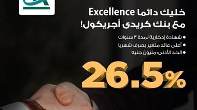 بعائد 26.5%.. بنك كريدي أجريكول مصر يطرح شهادة ادخار جديدة ثلاثية 