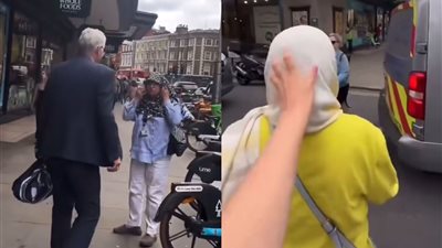 إيرانية تنتزع الحجاب من رؤوس السيدات المسلمات في لندن | فيديو